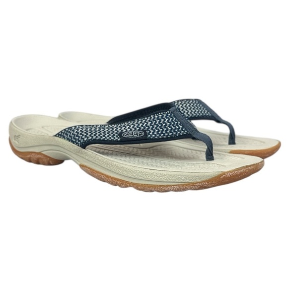 Keen Shoes - Keen Kona Dark Blue Light Beige Arch Support Metatomical Flip-Flops Size 9